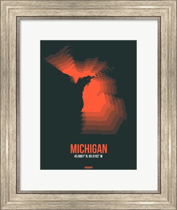 Framed Michigan Radiant Map 5 Print