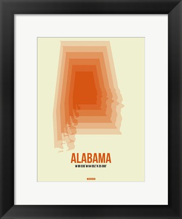 Framed Alabama Radiant Map 1 Print