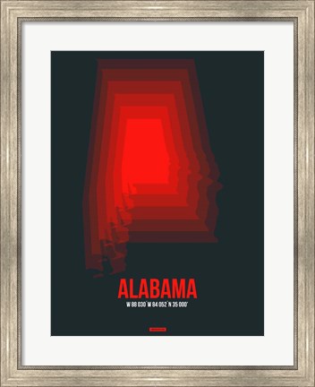 Framed Alabama Radiant Map 4 Print