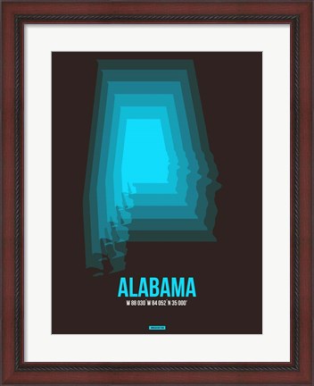 Framed Alabama Radiant Map 6 Print