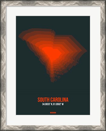 Framed South Carolina Radiant Map 4 Print