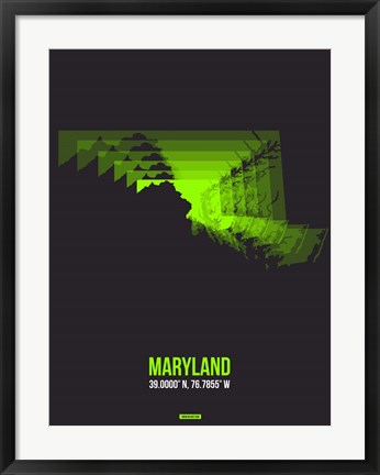 Framed Maryland Radiant Map 6 Print