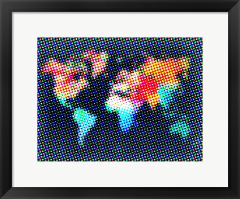 Framed Dotted World Map 2 Print