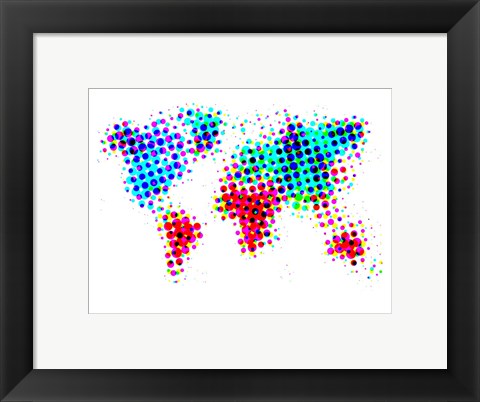 Framed Dotted World Map 6 Print