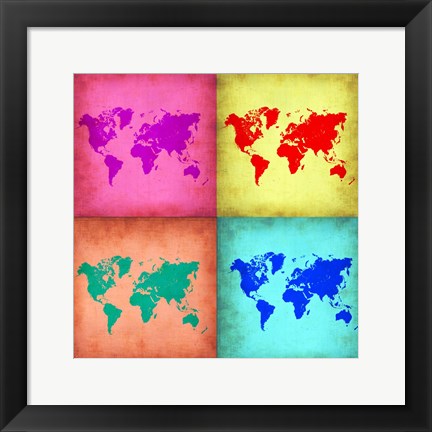 Framed Pop Art World Map 1 Print