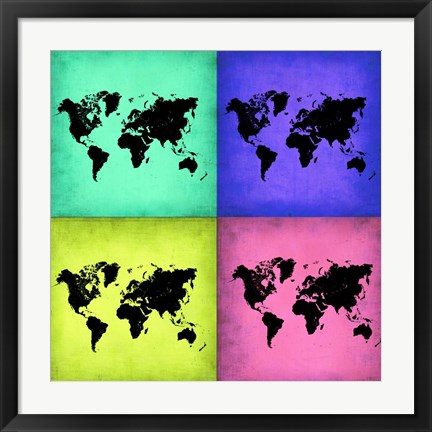 Framed Pop Art World Map 2 Print