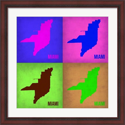 Framed Miami Pop Art Map 1 Print