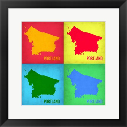 Framed Portland Pop Art Map 1 Print