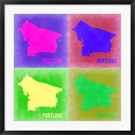 Framed Portland Pop Art Map 2 Print