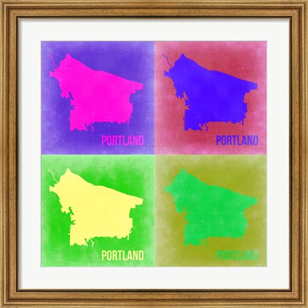 Framed Portland Pop Art Map 2 Print