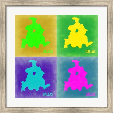 Framed Dallas Pop Art Map 2 Print