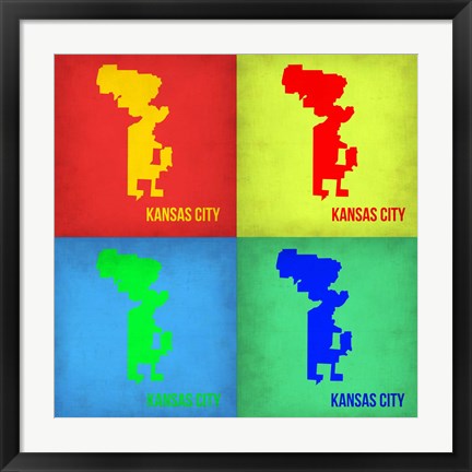 Framed KansasCity Pop Art Map 1 Print