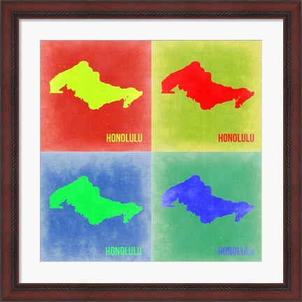 Framed Honolulu Pop Art Map 2 Print