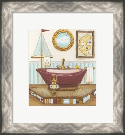 Framed Nautical Bath I Print