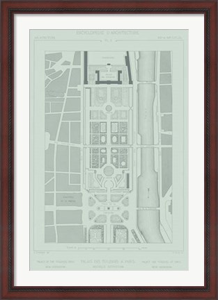 Framed Mint &amp; Slate Garden Plan II Print