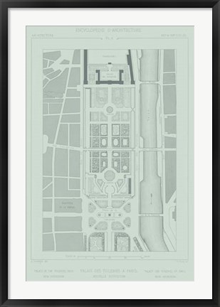 Framed Mint &amp; Slate Garden Plan II Print
