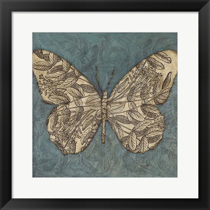 Framed Collage Butterfly I Print