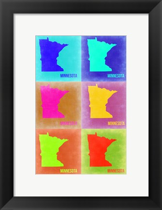 Framed Minnesota Pop Art Map 2 Print