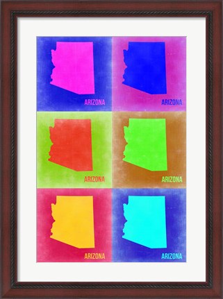 Framed Arizona Pop Art Map 2 Print