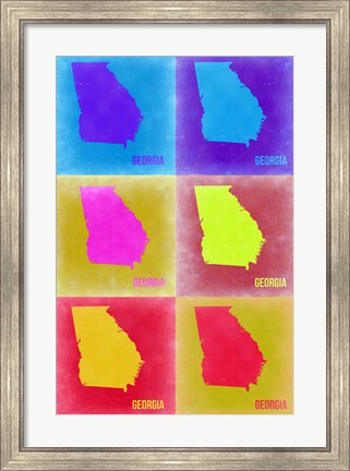 Framed Georgia Pop Art Map 2 Print