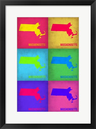 Framed Massachusetts Pop Art Map 1 Print