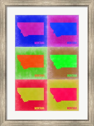 Framed Montana Pop Art Map 2 Print