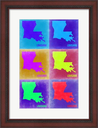 Framed Louisiana Pop Art Map 2 Print