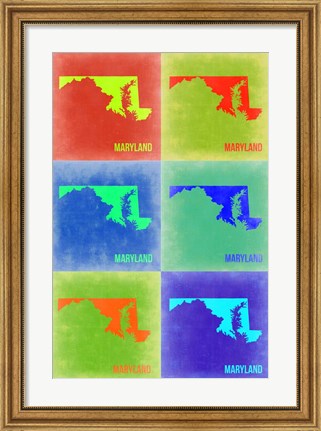 Framed Maryland Pop Art Map 2 Print