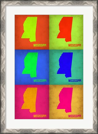 Framed Mississippi Pop Art Map 1 Print