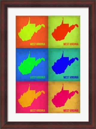 Framed West Virginia Pop Art Map 1 Print