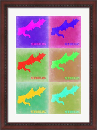Framed New Orleans Pop Art Map 3 Print