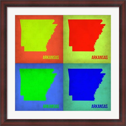 Framed Arkansas Pop Art Map 1 Print