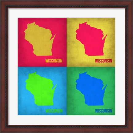 Framed Wisconsin Pop Art Map 1 Print