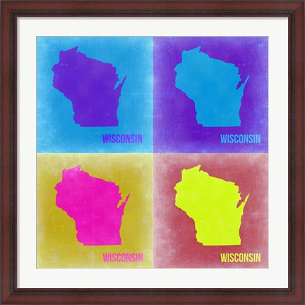 Framed Wisconsin Pop Art Map 3 Print