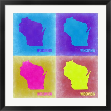 Framed Wisconsin Pop Art Map 3 Print