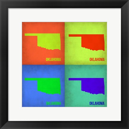 Framed Oklahoma Pop Art Map 1 Print