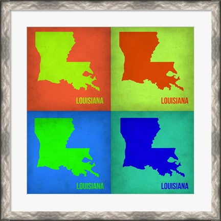 Framed Louisiana Pop Art Map 1 Print