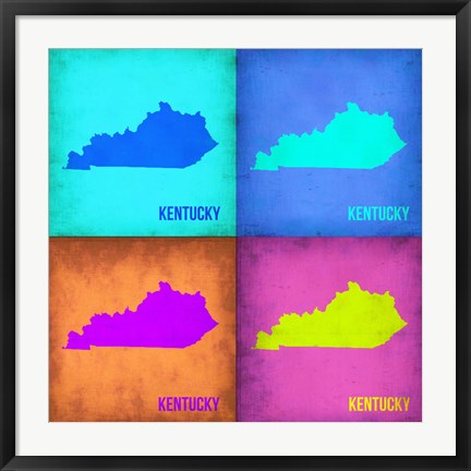 Framed Kentucky Pop Art Map 1 Print