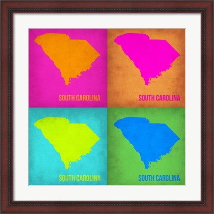 Framed South Carolina Pop Art Map 1 Print