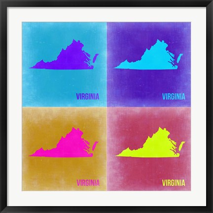 Framed Virginia Pop Art Map 2 Print