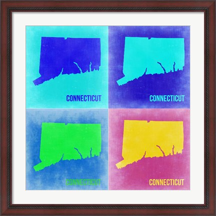 Framed Connecticut Pop Art Map 2 Print