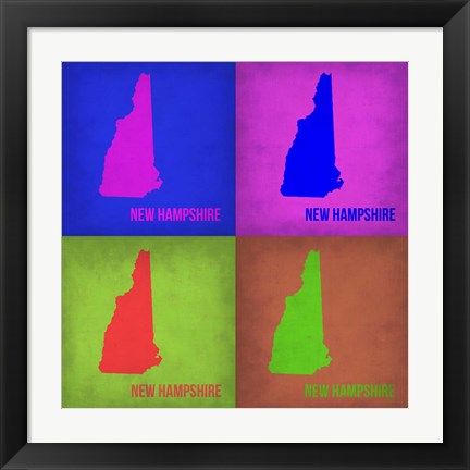 Framed New Hampshire Pop Art Map 1 Print