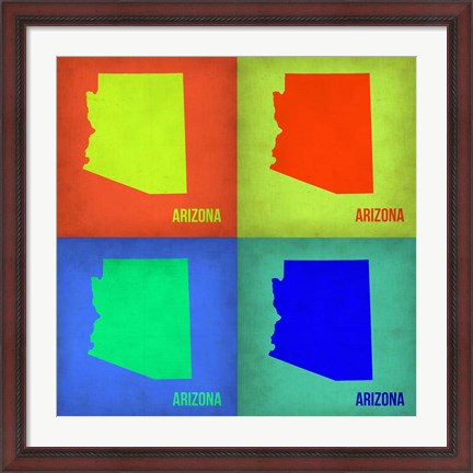 Framed Arizona Pop Art Map 1 Print