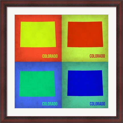 Framed Colorado Pop Art Map 1 Print