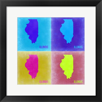 Framed Illinois Pop Art Map 2 Print