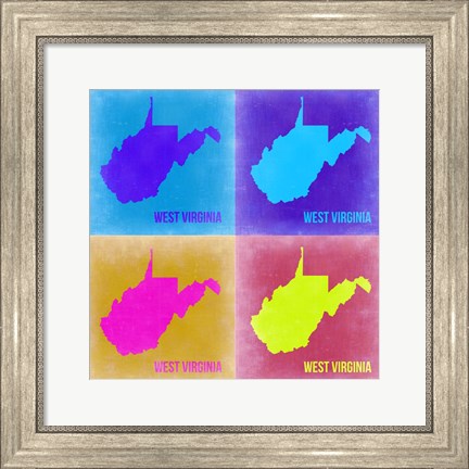Framed West Virginia Pop Art Map 2 Print