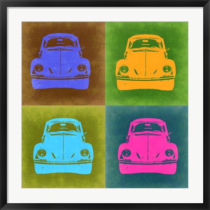 Framed VW Beetle Front Pop Art 2 Print