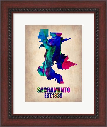 Framed Sacramento Watercolor Map Print
