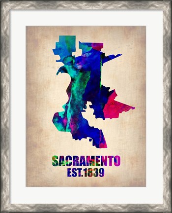 Framed Sacramento Watercolor Map Print