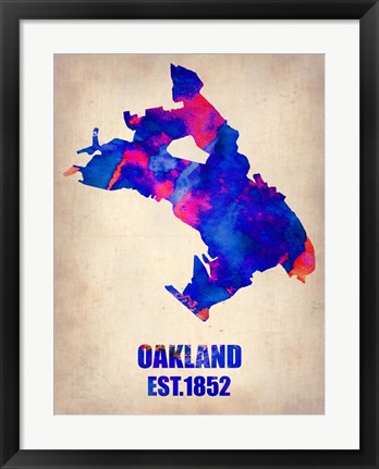 Framed Oakland Watercolor Map Print